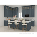 American Standard Blue Solid Wood Shaker Kitchen Cabinet